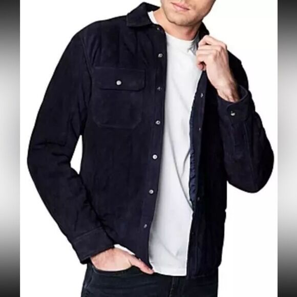 BlankNYC Suede Black Leather Jacket Shirt Men’s Size Large - Picture 1 of 11